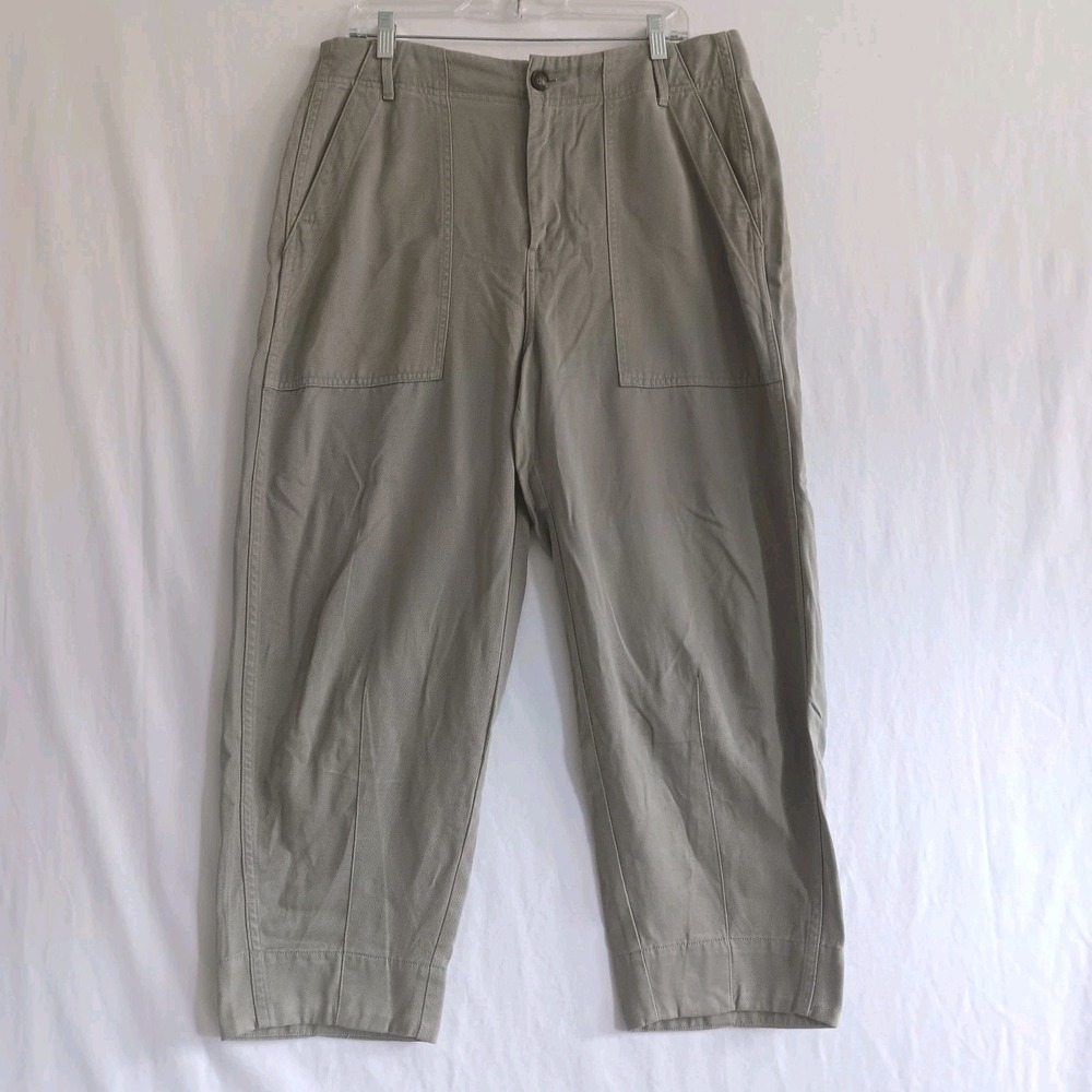 Everlane Pants Womens 12 Green Utility Wide Leg Tencel Chino Casual Flap